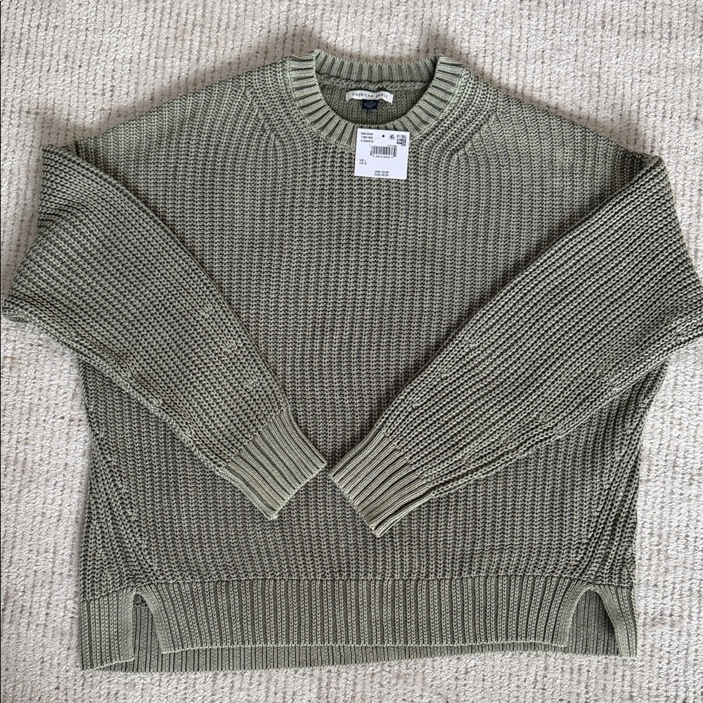 American Eagle Green Knit Sweater New NWT